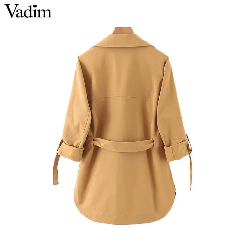 Vadim женский шикарный однотонный свободный Тренч галстук-бабочка пояса двубортное пальто женская верхняя одежда модные топы casaco feminines CA547