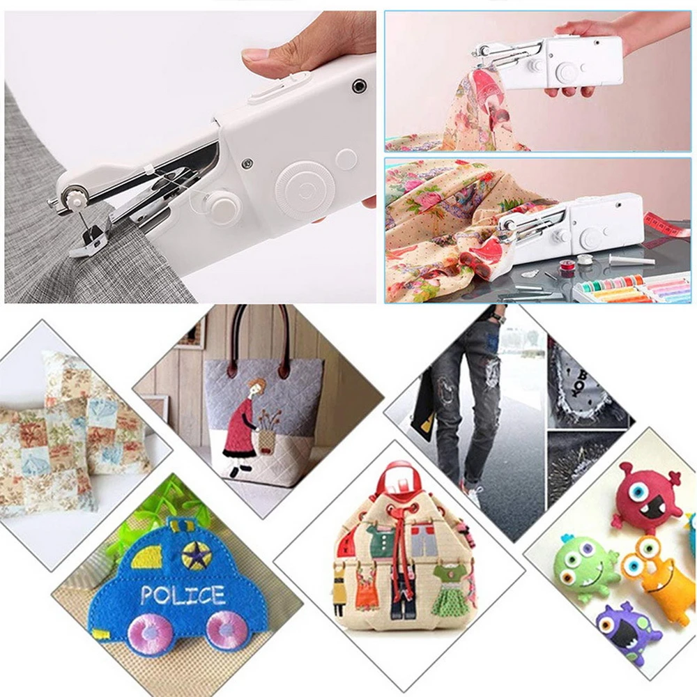 Portable Mini Hand Sewing Machine Household Cordless Electric Stitch Needlework Set for Quick Repairs DIY Clothes Stitchin