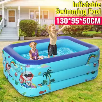 

130x95x50cm Inflatable Square Swimming Pool Outdoor Indoor High Quality PVC Paddling Pool For Kids Adults Swimming Pool