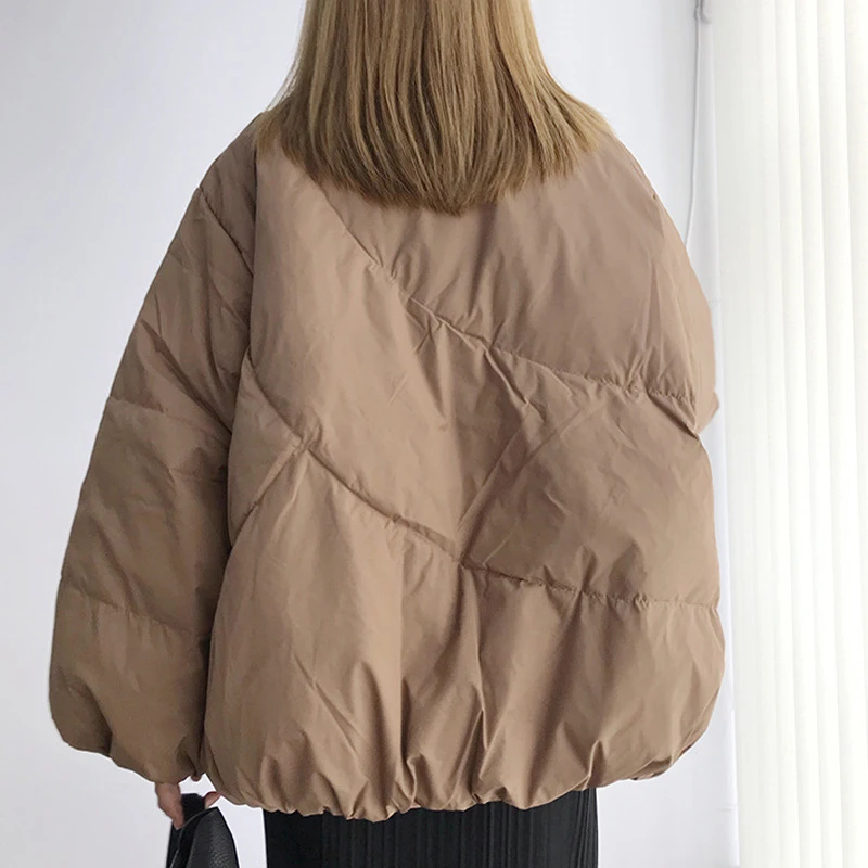 2019 зимние Фонарь рукав женские пуховик Camel верблюд с высоким воротником Длинный