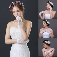 1 пара элегантные вечерние свадебные прозрачные защитные кружевные перчатки полный палец Короткие свадебные модные аксессуары варежки для выпускного вечера на открытом воздухе