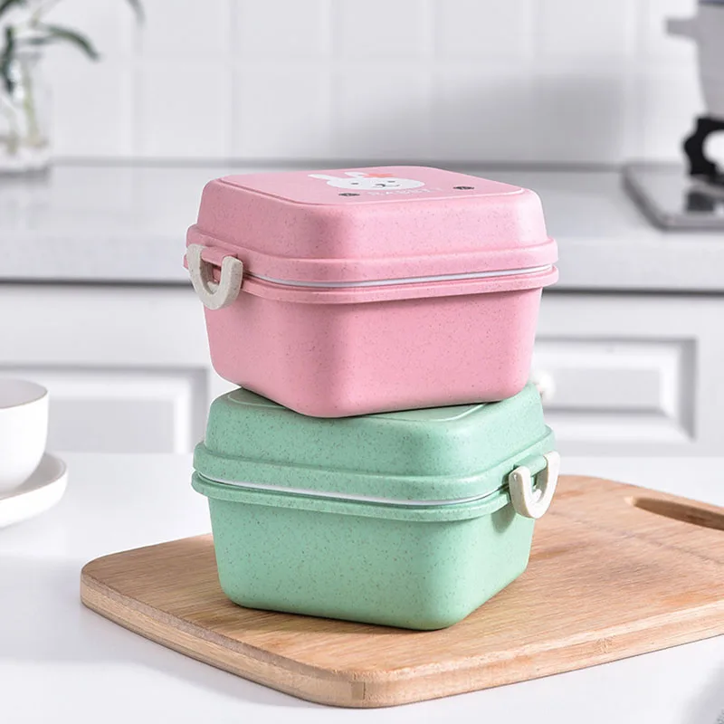 Cute Animal Pattern Plastic Lunch Food Box Children Baby Snack Box Double Layers Lunchbox Portable Microwave Food Container