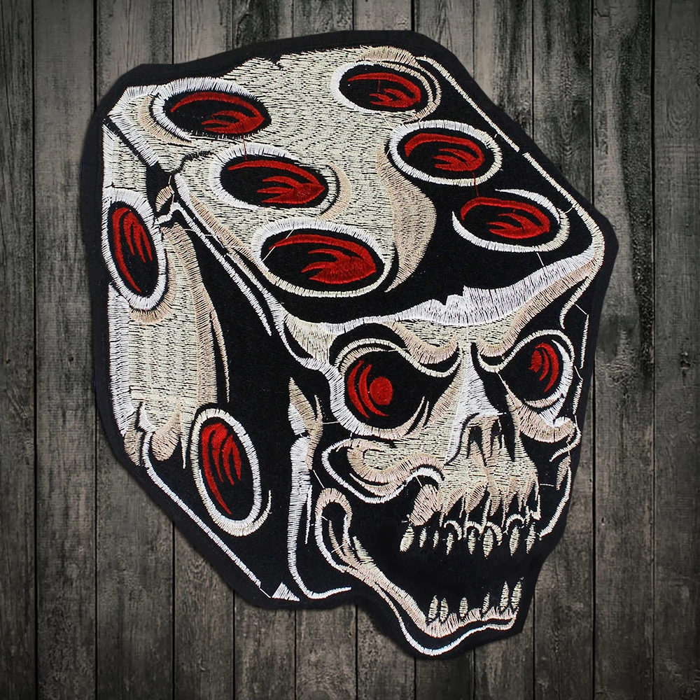 Dice Skull Patches Skull Patch Iron On Embroidered Patch for Jacket Clothes Vest DIY Apparel Accessories Sewing Applique
