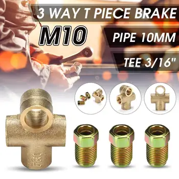 

Braking Nuts and Joint Union 3 Ways T Piece Brake M10 Tee 3/16" Pipe 10mm With 3 Male Nuts Fitting Adapter
