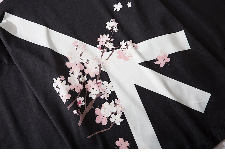 Японское кимоно куртка знак мира цветочный Harajuku хип хоп мужская Японская уличная куртка летняя тонкая одежда свободные кимоно Новинка
