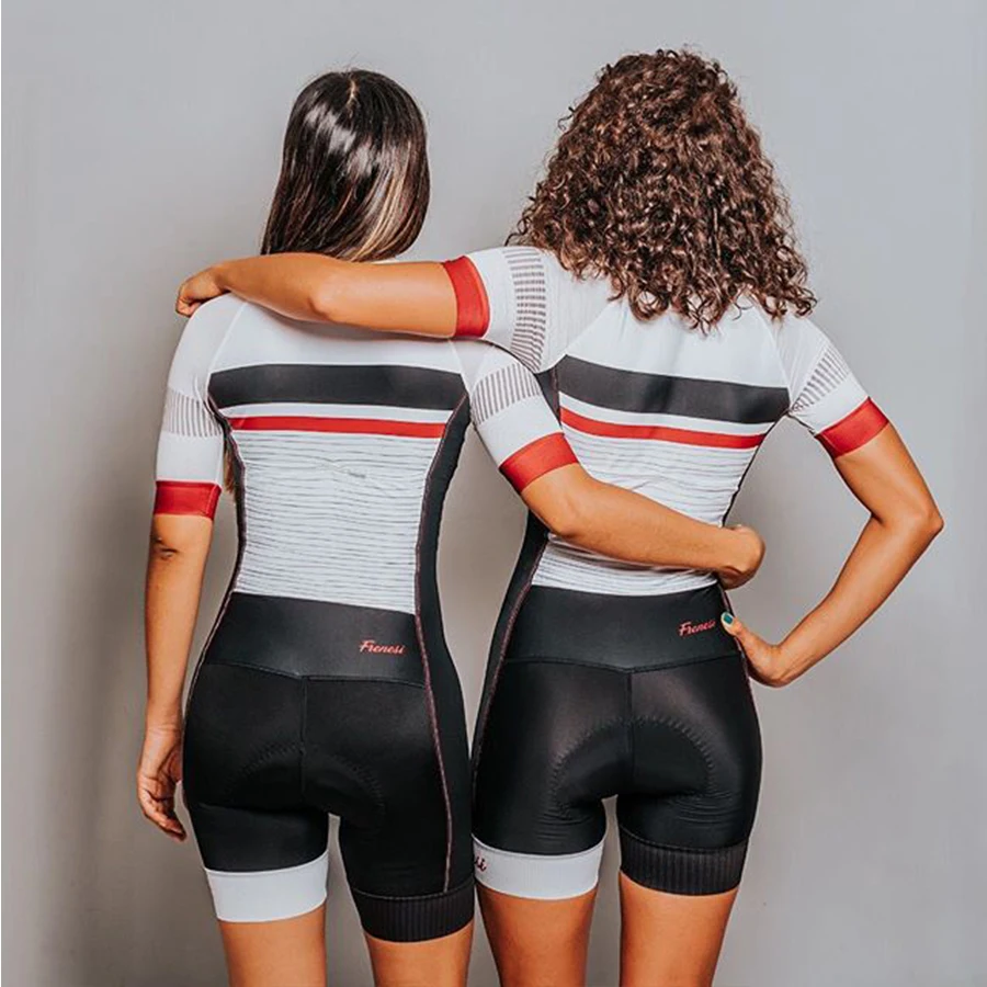 Frenesi Pro Team триатлон костюм женский короткий рукав Велоспорт Джерси Skinsuit комбинезон Майо Велоспорт Ropa ciclismo набор гель