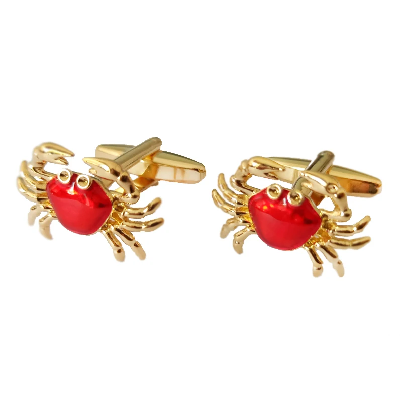 

Men Cufflinks Gold Plated Red Crab Cuff Jewelry Novelty Classic Cuff Links Gifts For Men High Quality