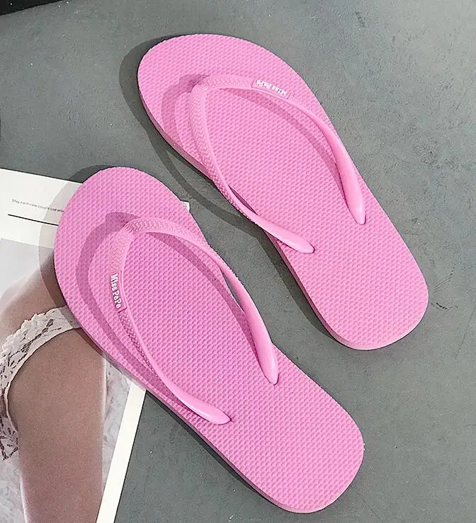 plardin round toe flat slides sandals women white black leather slippers flip flops slippers Summer women slippers - Цвет: Розовый