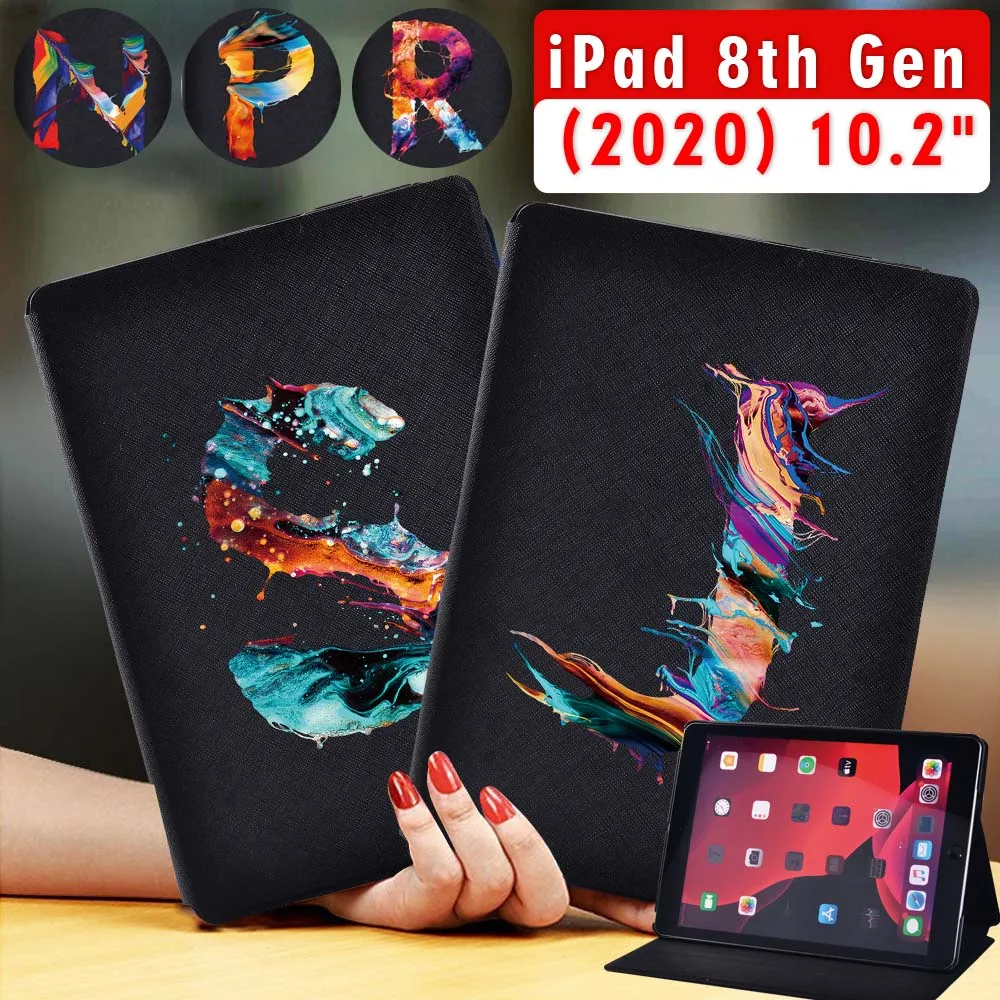 

Tablet Case for Apple Ipad 8 2020 8th Generation 10.2 Inch Tablet Anti-fall Foldable Protective Case + Free Stylus