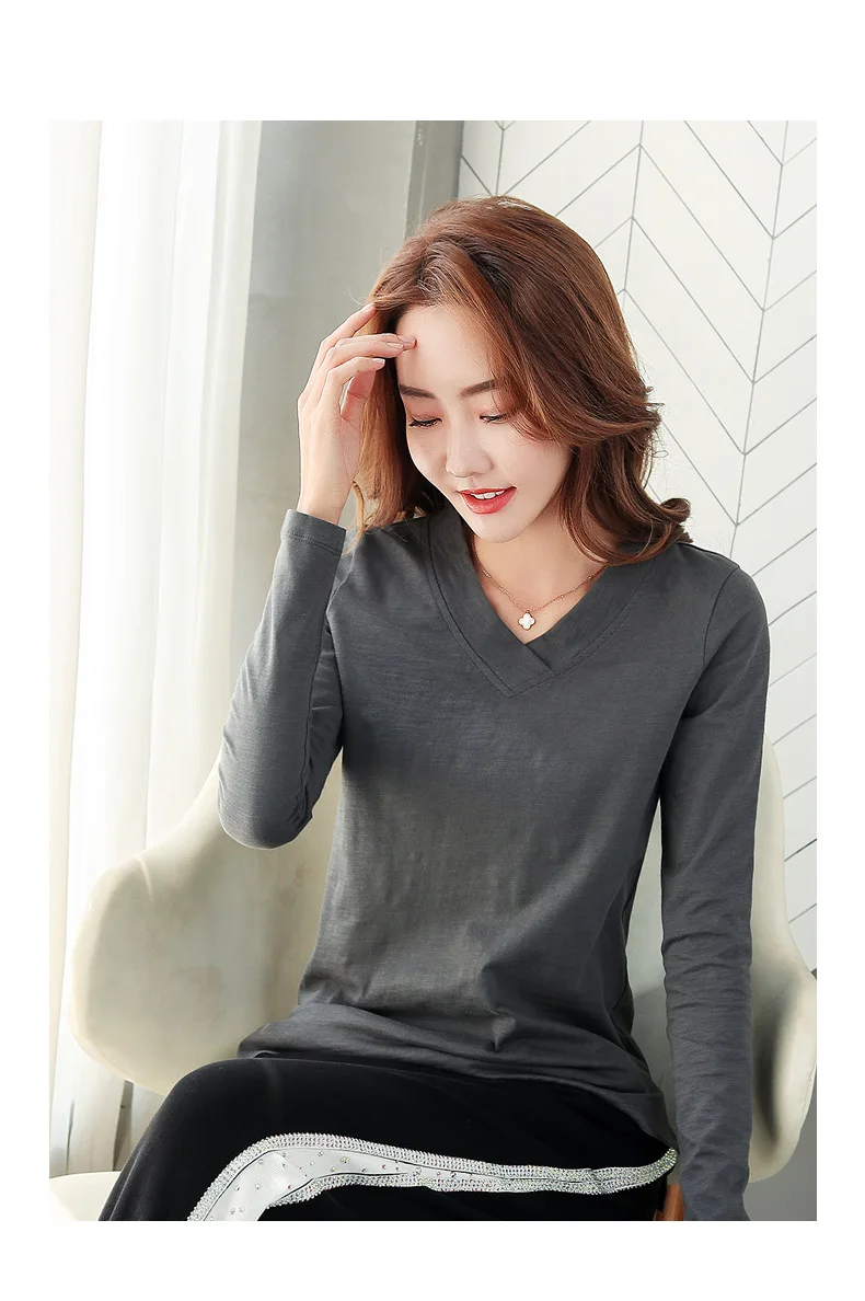 Shintimes Poleras Mujer De Moda Новая повседневная футболка женская с длинным рукавом женская одежда корейский стиль Футболка женская футболка Femme