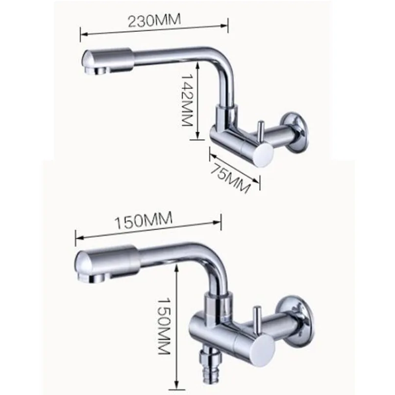 G1/2 Brass Wall-mounted Style Washing Machine 360° Rotating Faucet Bathroom Balcony One In Two Out Mop Pool Tap Double Bibcock