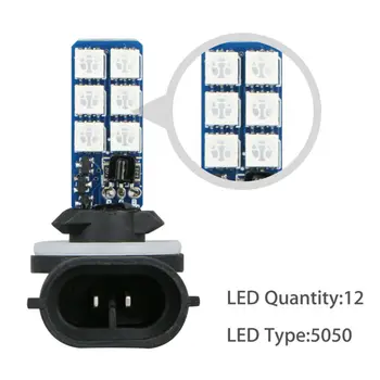 

2pcs Light Bulb+Remote 16-Color LED 12SMD Car Headlight Light 360 Degrees Useful
