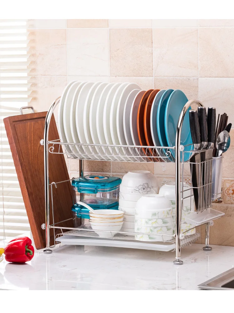  Free shipping Plate Rack Drain Rack Kitchen Setting Shelf hang Dinnerware storage box Drain Tray #3 - 4000058529282