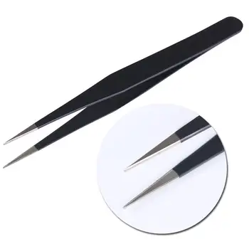 

1pc Fashion Black Nail Tweezers for Eyelash Acrylic Gel Picking Tool Rhinestones Gem Decor DIY hand clip 1.0MM Nail Art