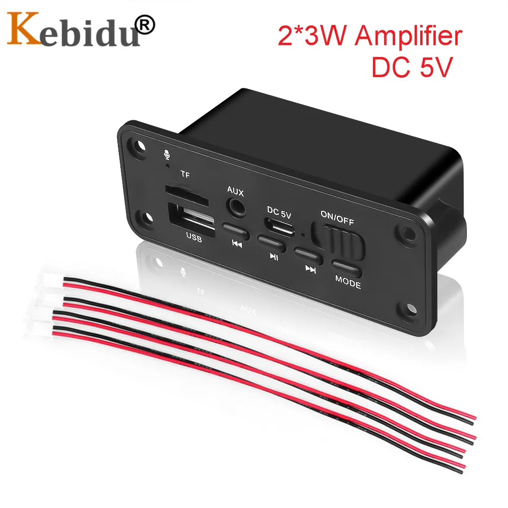 

Kebidu Bluetooth MP3 Decoder Board Audio Receiver For Car Kit DIY Support 6W Amplifier FM Radio TF USB 3.5 Mm WMA Line In AUX