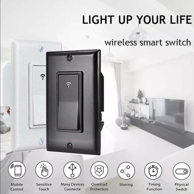 Wifi умный светильник, стеклянная панель, голосовое управление, беспроводной настенный переключатель, работающий с Alexa, голосовое управление