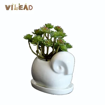 

VILEAD 10cm Ceramic White Sheep Flower Pot Succulent Potted Mini Cartoon Creative Desktop Plant Vase Vintage Flower Home Decor