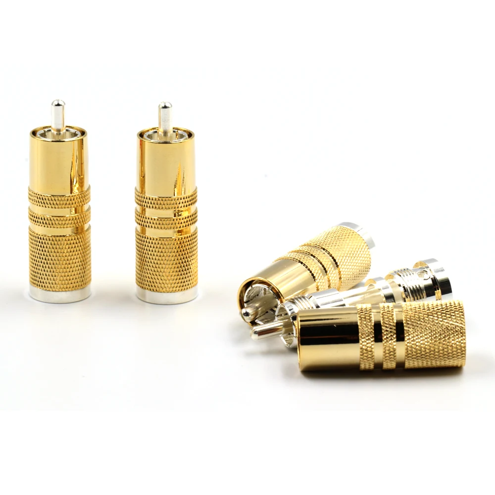 HI-End посеребренный RCA аудио штекер, аудио видео адаптер Кабельный разъем, 4 шт. RCA штекер Адаптер, RCA ремонт концы, Phono штекер