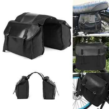 

Motorbike Saddle Bag Motorcycle Canvas Black Touring Waterproof Panniers Box Backseat Saddle Bag Trunk Luggage Travel Bags