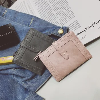 

2020 new women's wallet solid color zipper coin purse fashion short folding card bag clutch