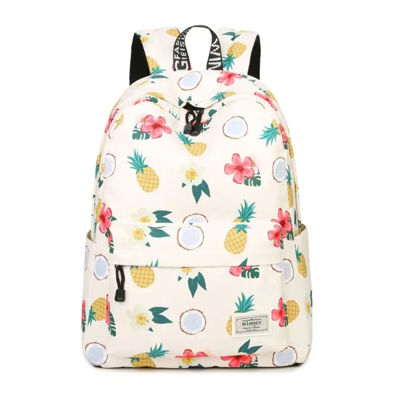

Cute Pineapple Print Women Girl Canvas School Backpack Bookbags Teenage Travel Rucksack Laptop Daypack