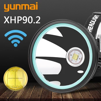 

Xhp90.2 Head Lamp Headlamp Headlight Flashlight Torch Lantern 32W 4291lm Led Bulbs 3* 18650 3 Modes High Low Strobe