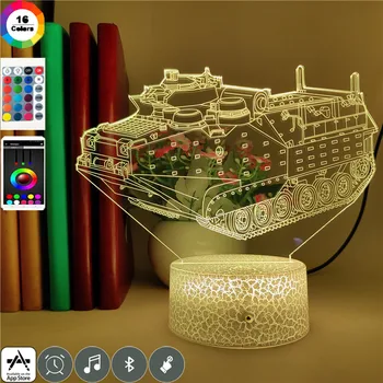 

3d Nightlight World War II Nashorn Tank 7 Colors Led Change Memorial Gift Home Party Atmosphere Led Bluetooth Speaker Table Lamp