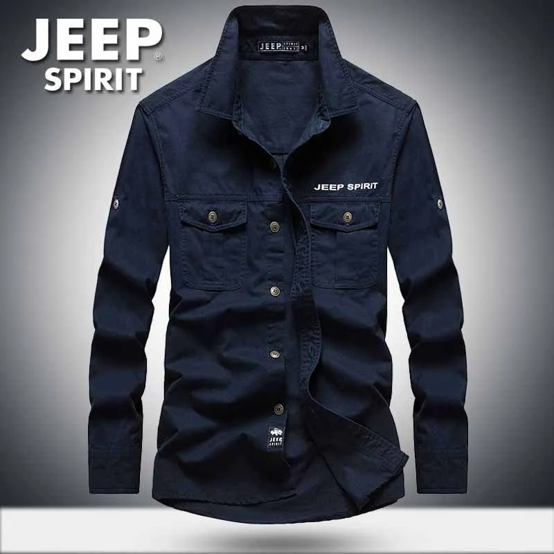 AFS ZHAN DI JI PU JEEP рубашка для мужчин размера плюс M-3XL повседневные рубашки Camisa брендовые рубашки мужская клетчатая рубашка в стиле милитари для