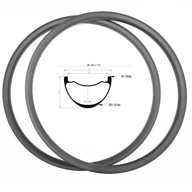 

Graphene 27.5er carbon mtb disc rims 45x30mm asymmetry hookless carbon mtb rims bike tubeless Mountain bike rim 490g ERD 541mm