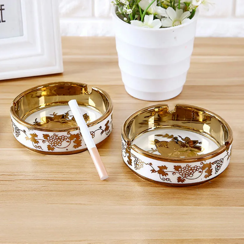 

Household living room European high-grade ceramic ashtray personality trend multi-function without cover large ashtray