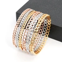 New High Quality Beehive Shaped Design 18 K Stainless Steel Bracelets For Women Popular Minimalist Bangles Gold Color Jewelry 2