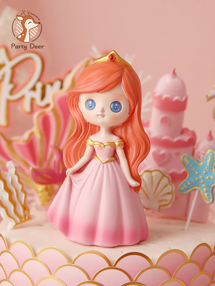 Krone Meerjungfrau Fischschwanz Ozean Welt Mädchen Kuchen Topper Geburtstag Dessert Dekoration für Kindertag Party liefert schönes Geschenk – Detail 5