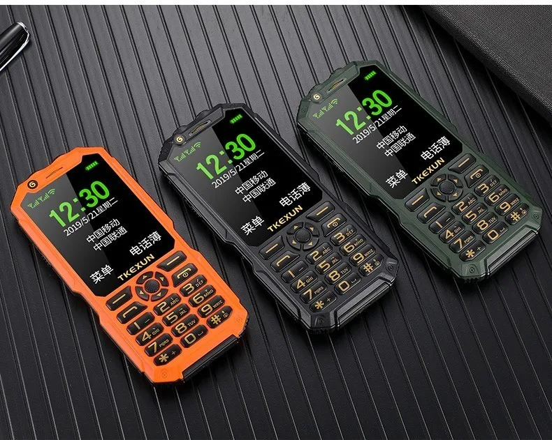 TKEXUN Q8A Push Button Mobile Phone 3.0" Power Bank WIFI Dual SIM Card MP3 Camera Senior Flashlight Big Speaker Cheap CellPhone