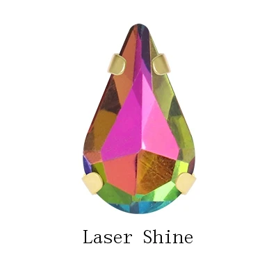 Laser Shine Yi Chuan Сияющие AB слеза Стразы в виде капли с золотыми когтями стекло Кристалл Стразы пони стразы пришить на одежду ремесла платья - Цвет: Laser Shine