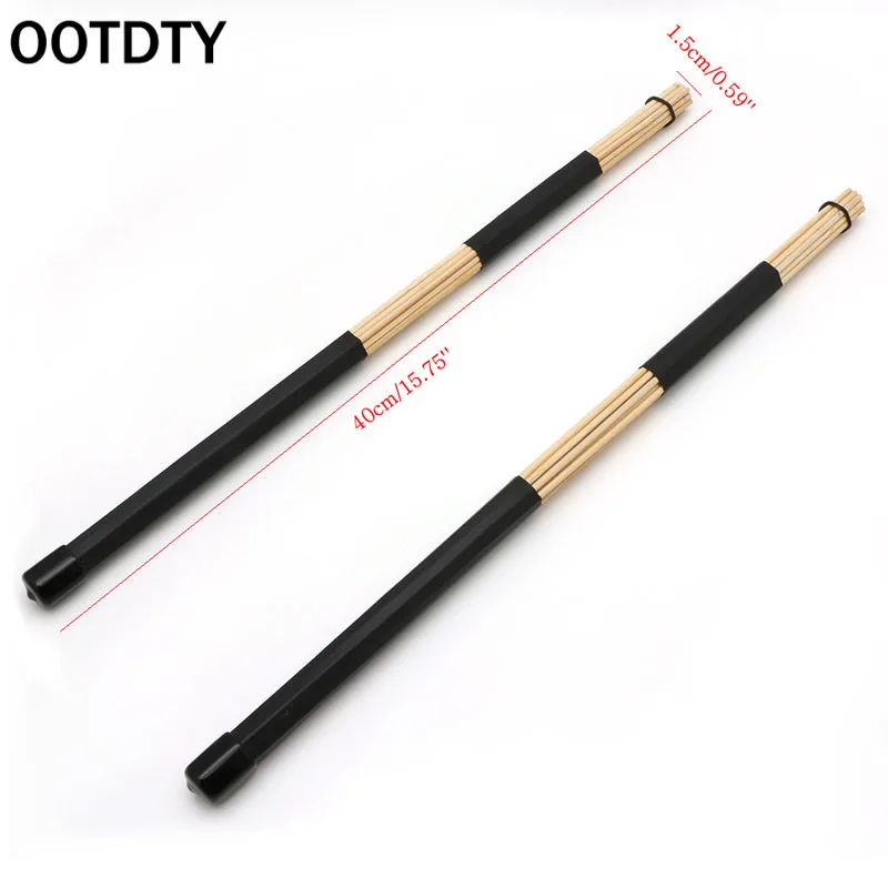OOTDTY 1 Pair High Quality WoodenHot Rods Rute Jazz Drum Sticks Drumsticks Black 40cm