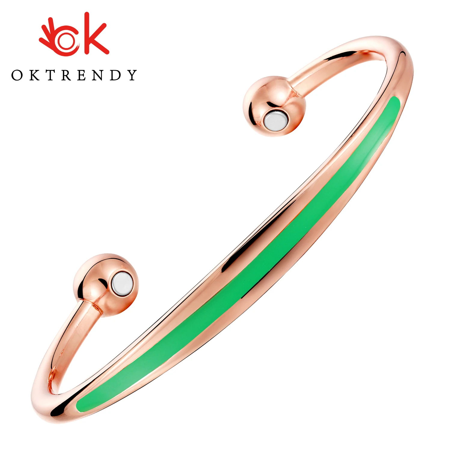 OKtrendy Health Care Magnetic Copper Bangles & Bracelets Bangle for Women Cuff Bracelet Green Enamel Jewelry