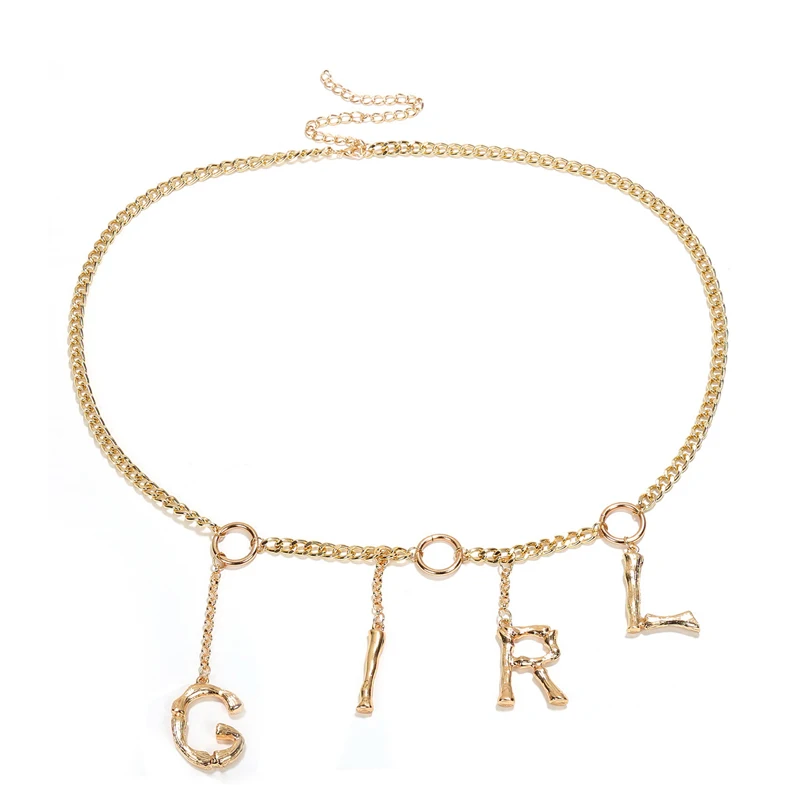 2 gold chain belt Модный пояс-цепь, золотой, серебряный, с буквенным принтом, на талии, металлические ремни для женщин, индивидуальный пояс с кисточками, женский роскошный пояс ceinture femme - Цвет: 2 gold chain belt