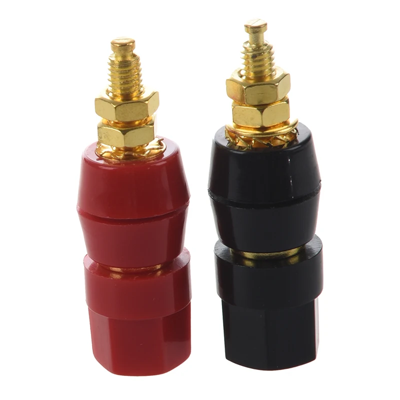 

2 Pcs Red Black Plastic Shell 4mm Banana Socket Brass Binding Post