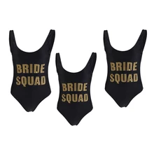 Набор из 3 черных слитных купальных костюмов отряд "невеста" Свадебные девичники вечерние сувениры