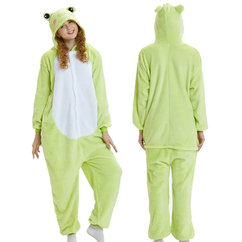 

Kid Adult Green Frog Kigurumi Onesie Women Animal Costume Fancy Soft Anime Cosplay Sleepwear Child Boy Girl Winter Jumpsuit