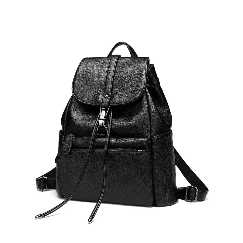 

2019 New Style WOMEN'S Backpack Korean-style College Style Large-Volume Black And White with Pattern Soft Surface Backpack Porta