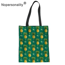 Холщовые сумки с принтом ананаса для девочек, женские сумки через плечо для покупок, повседневные сумки на заказ, вместительная сумка-тоут