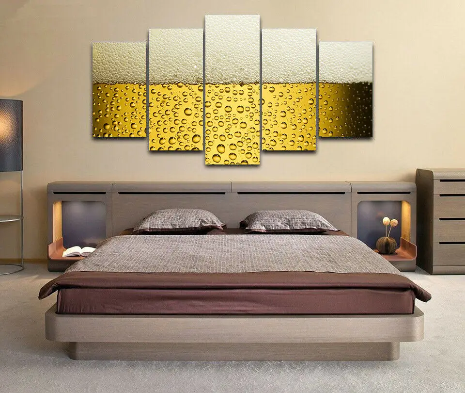 Glass Beer Foam Alcohol Fresh Poster 5 Pcs Modern Home Wall Decor Canvas Picture Art HD Print Painting On Canvas for Living Room (2)