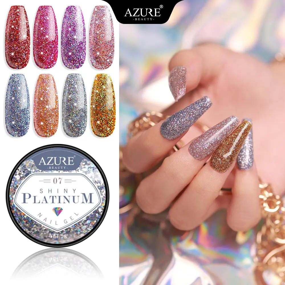 

Azure Beauty Shiny Glitter Led Gel Nail Polish Long Lasting Sequins Sparkly UV Gel Nail Enamel Semi Permanent Led Gel Lacquer