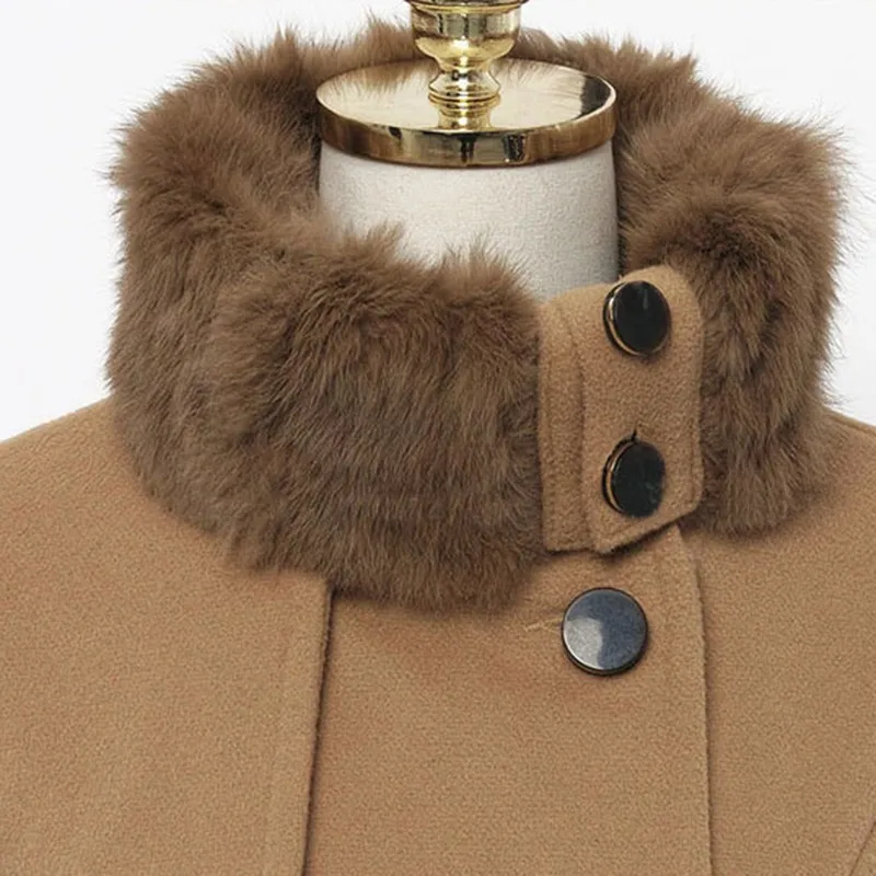 Joineles 5xl осенне-зимние женские шерстяные пальто размера плюс с лацканами, одноцветные регулируемые ремни, верхняя одежда, двубортные винтажные Топы