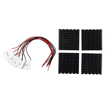

9 Pcs Accessories: 5 Pcs TEC1-12706 Thermoelectric Cooler 12V 60W 72W & 4 Pcs Black Aluminum Heat Sink 40Mmx40Mmx11Mm