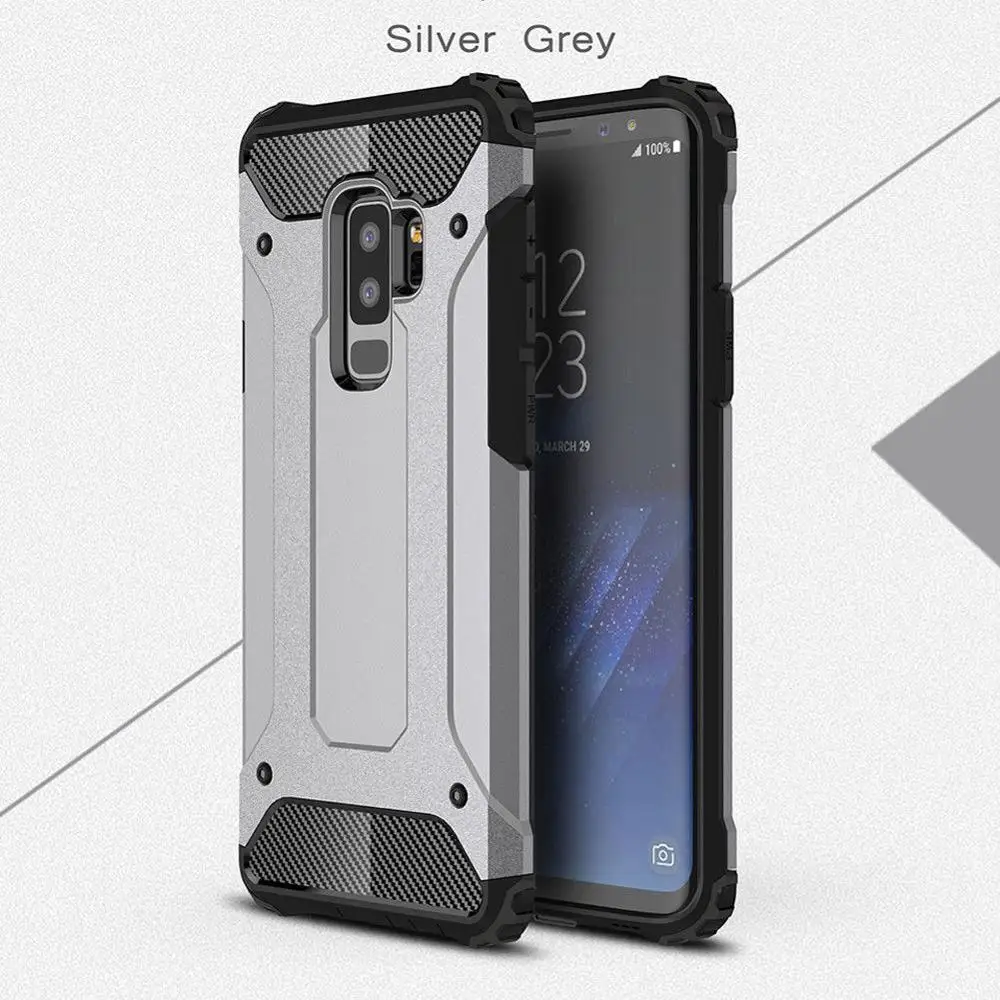 Роскошный Жесткий прочный защитный чехол для телефона для samsung Galaxy S10 S9 S8 плюс S7 S6 край S5 S10e противоударный защитный чехол - Цвет: Silver