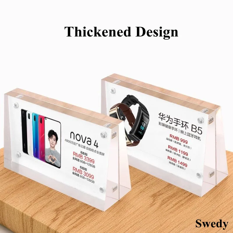 Magnetic Slant Back Acrylic Sign Holder Stand Plastic Price Label Paper Holder Clear Display Stand Table Top Number Card Holder 10 pieces 8x12cm acrylic price label holders display stands promotion clear plastic table sign holder paper card holder frame