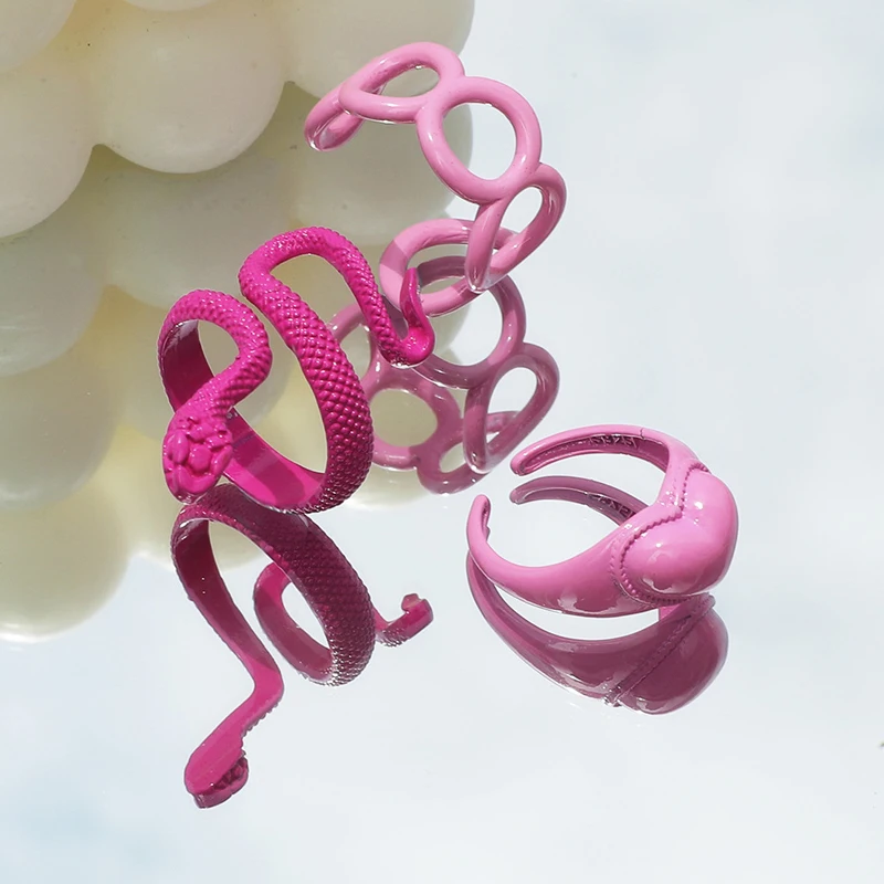 Finger Ring Bohemian Style Snake Ring with Adjustable Opening Rings For Women New Bulk Jewelry Couple Wedding Ring Cute 1/3Pc