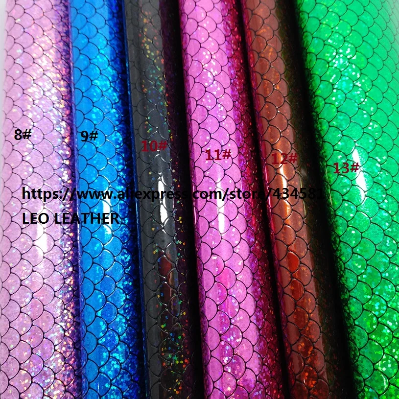 2PCS 21X29CM Synthetic Leather Mermaid Glitter Leather Iridescent Fabric for DIY accessories sofa handbags and shoes GM5072B